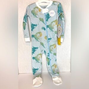 Burts Bees Baby 12 Month Blue Splash Zip Sleeper Footies Snug Fit Stretch